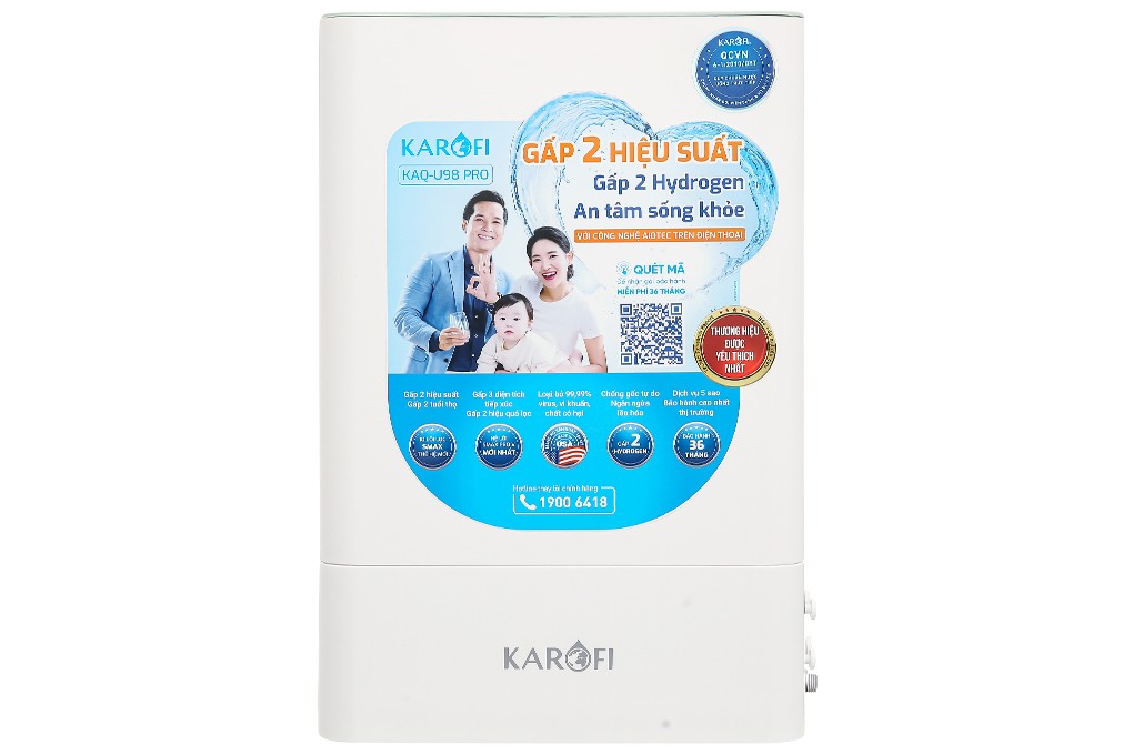 Máy lọc nước RO Hydrogen 10 lõi Karofi KAQ-U98 Pro